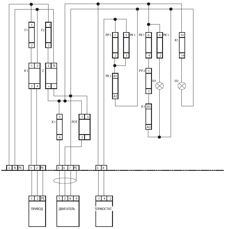 Схема электрического подключения автоматики STANDARD AIR