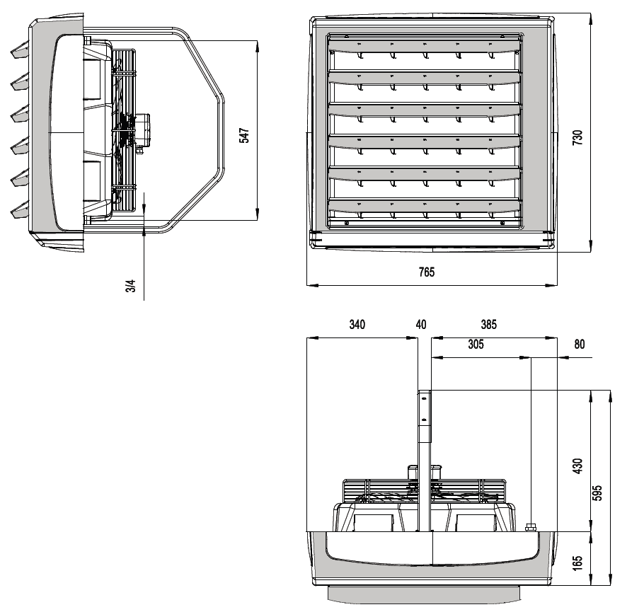 Габаритные размеры тепловентиляторов Sonniger AERMAX A30